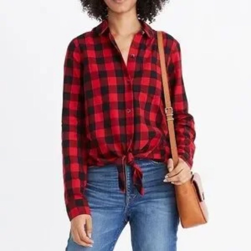Madewell red and black plaid top, size XS, excellent condition